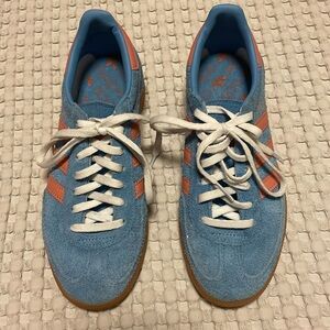 adidas Light Blue and Coral Suede Athletic Shoes